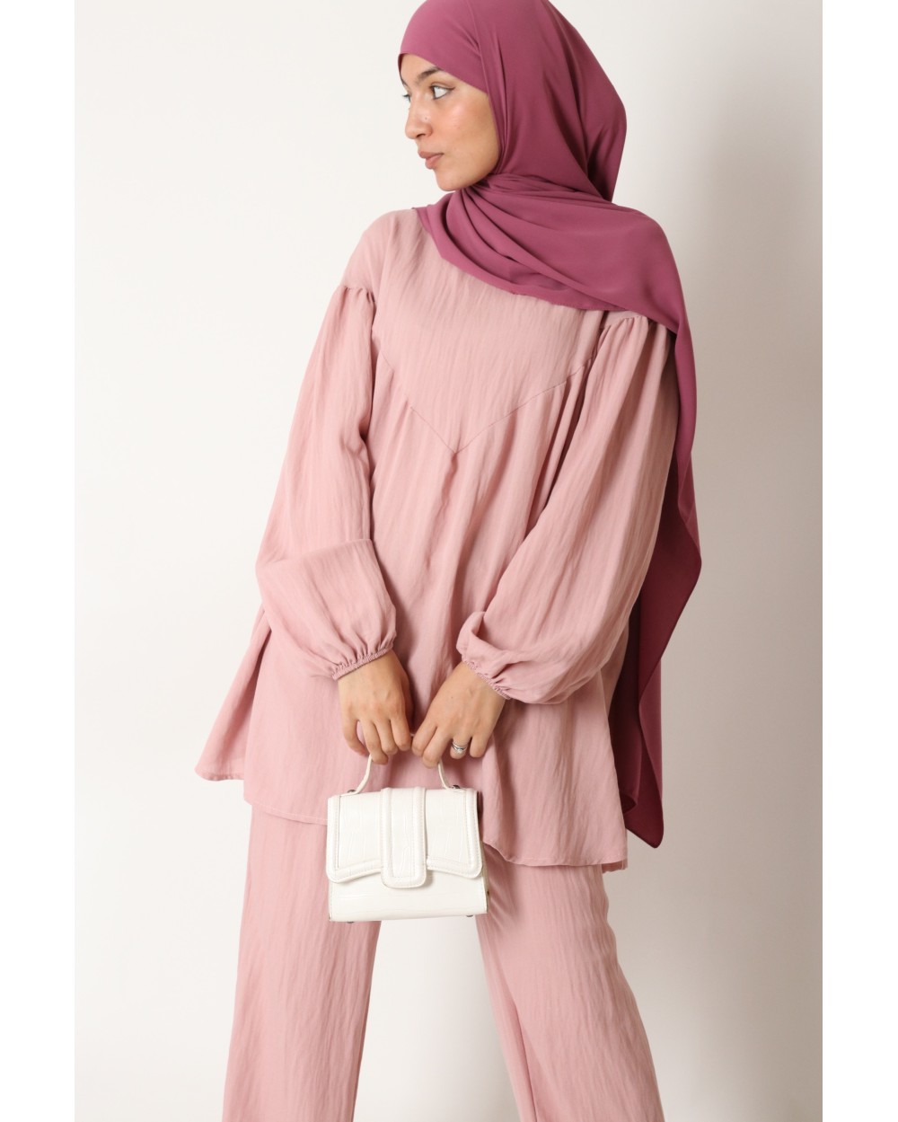 Puff sleeve linen effect set