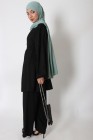 Linen-effect kimono lapel and pants set