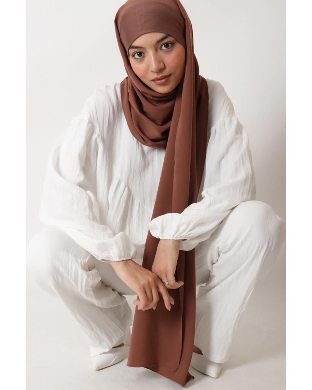 Hijab à enfiler cagoule intégré soie de médine