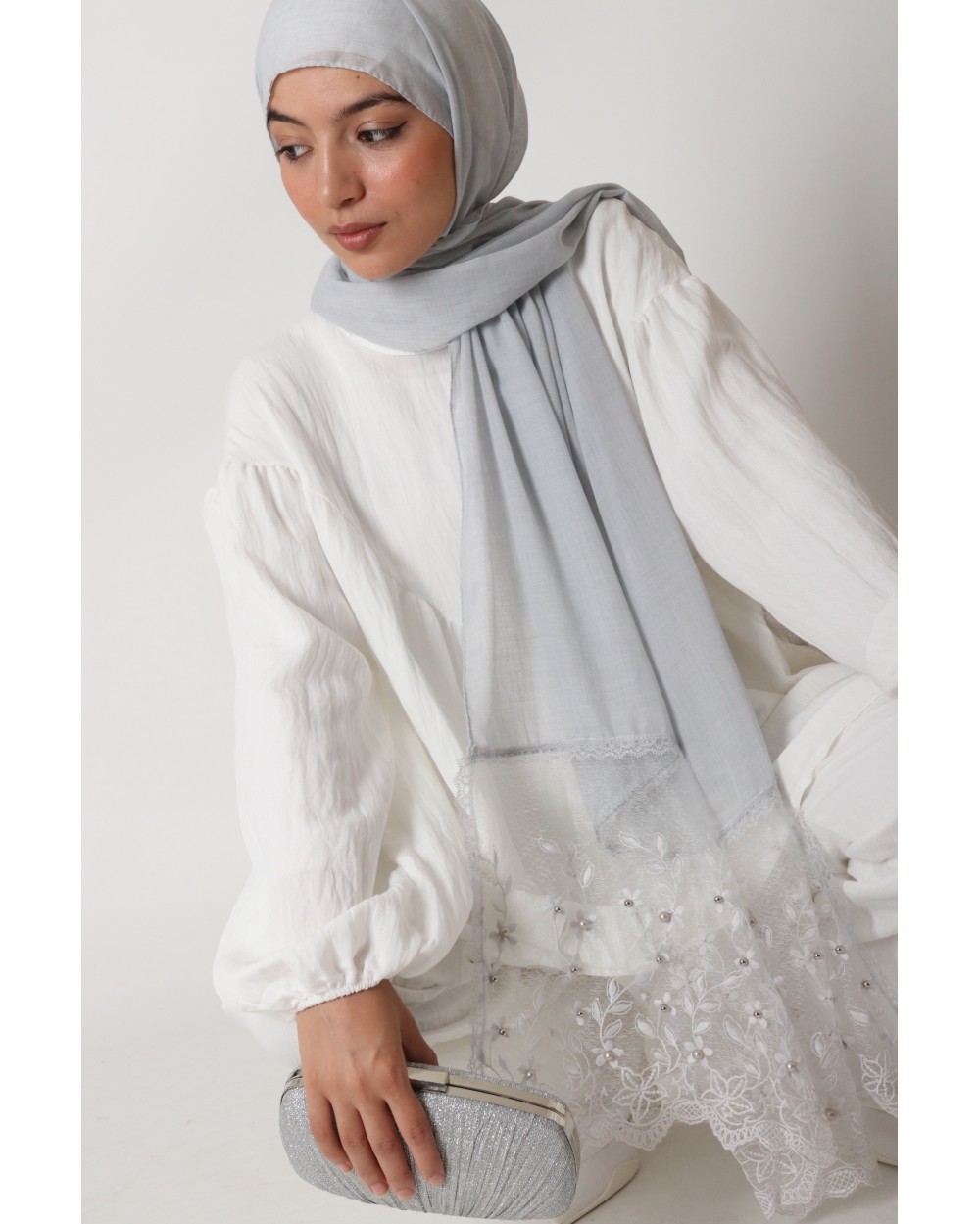 Hijab flower perlé