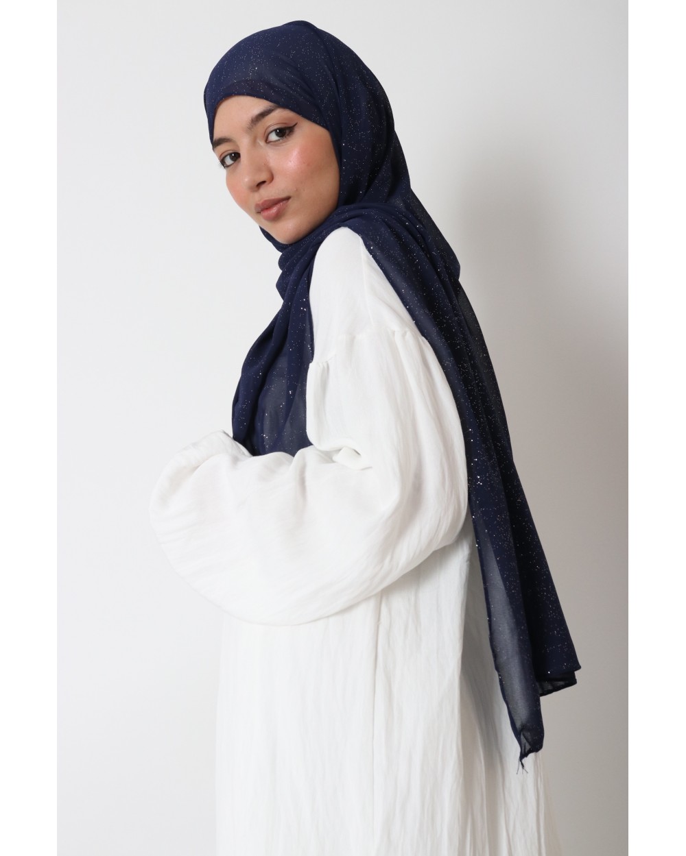 Hijab rectangulaire crêpe fine pailletée