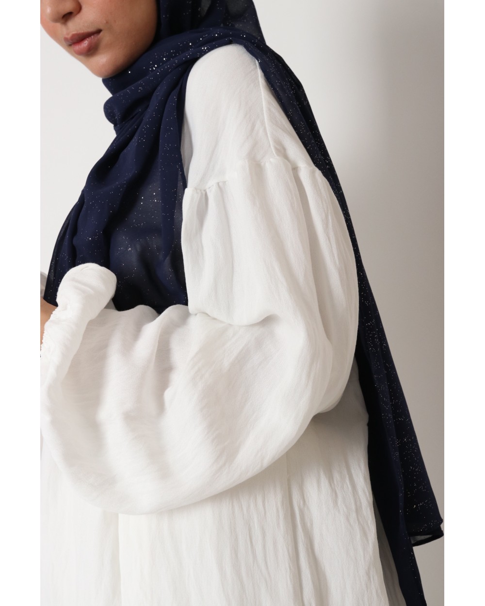 Hijab rectangulaire crêpe fine pailletée