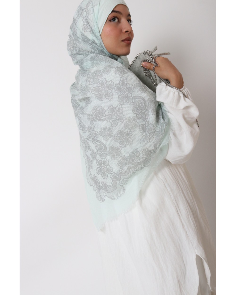 Maxi Hijab imprimé dentelle