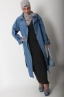 Long denim trench coat