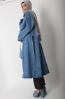 Long denim trench coat