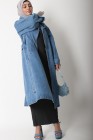 Long denim trench coat