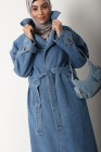 Long denim trench coat