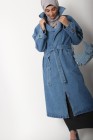 Long denim trench coat