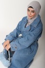 Long denim trench coat
