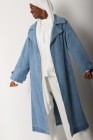 Long denim trench coat