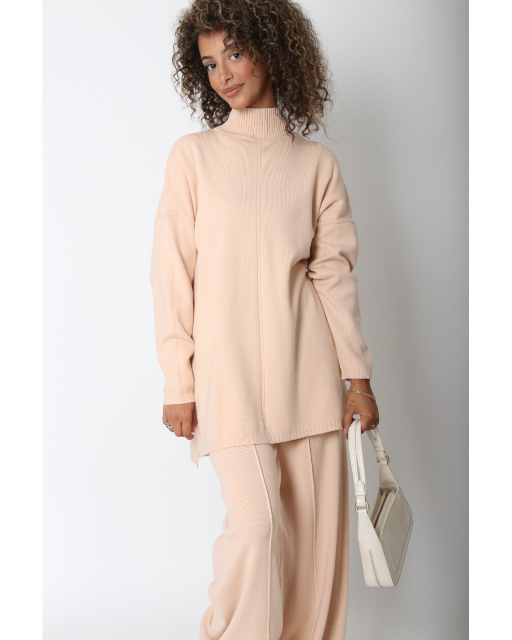 High-neck sweater and pants set