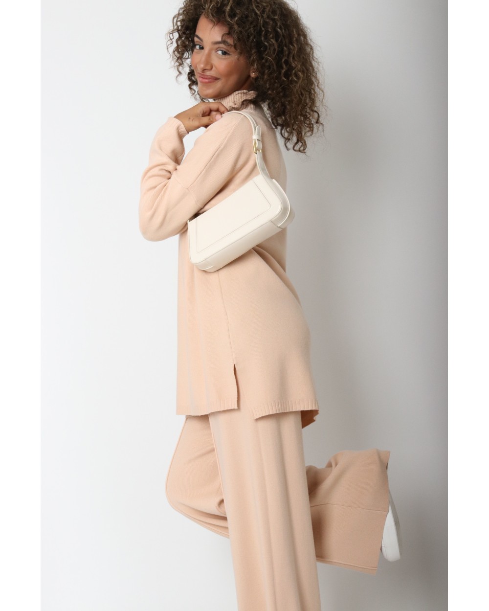 High-neck sweater and pants set