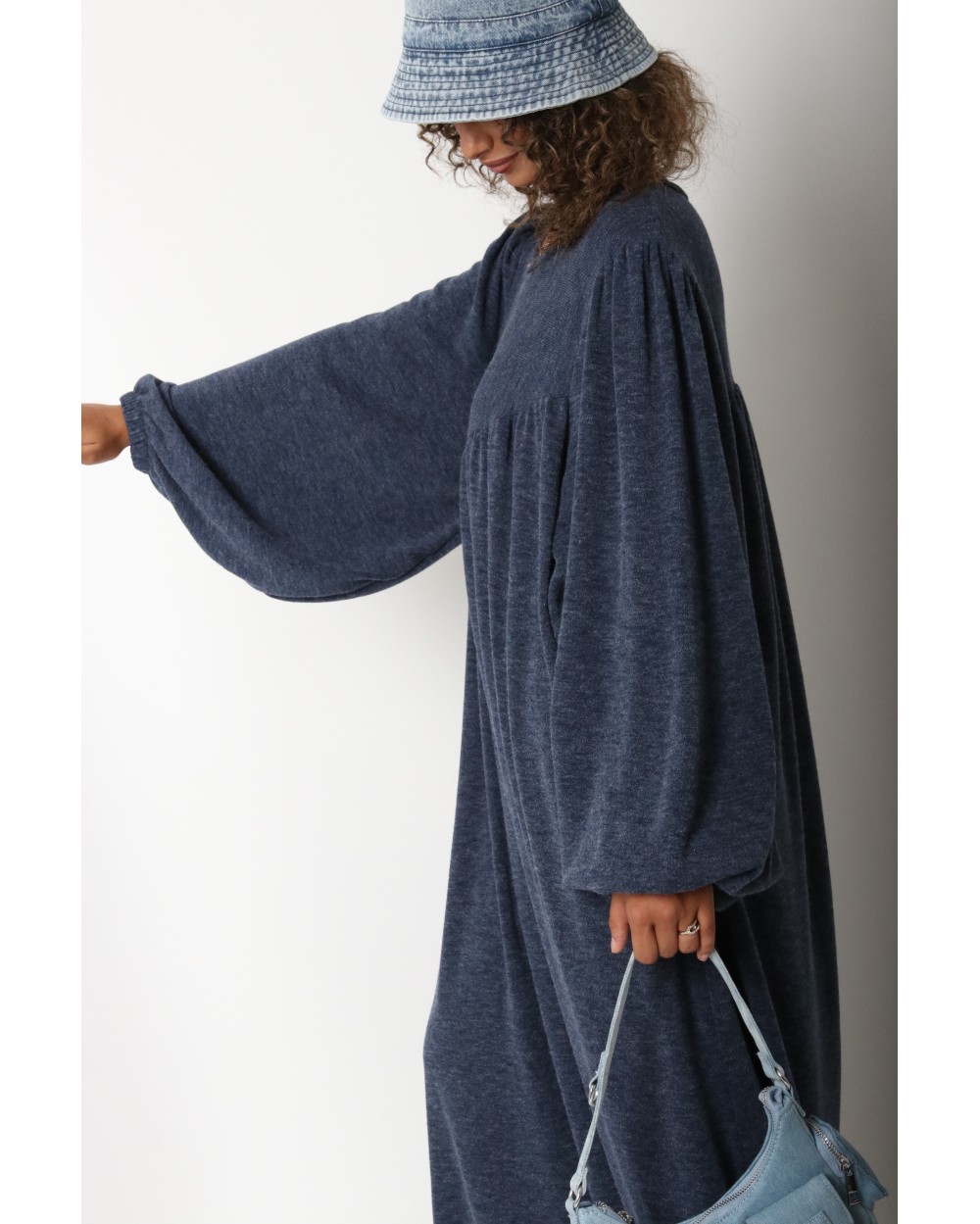 Long puff sleeve sweater dress