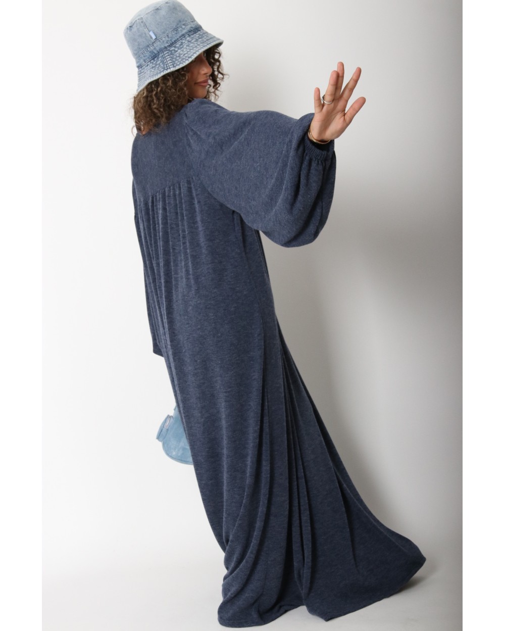 Long puff sleeve sweater dress