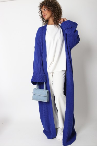 Long knit cardigan with...