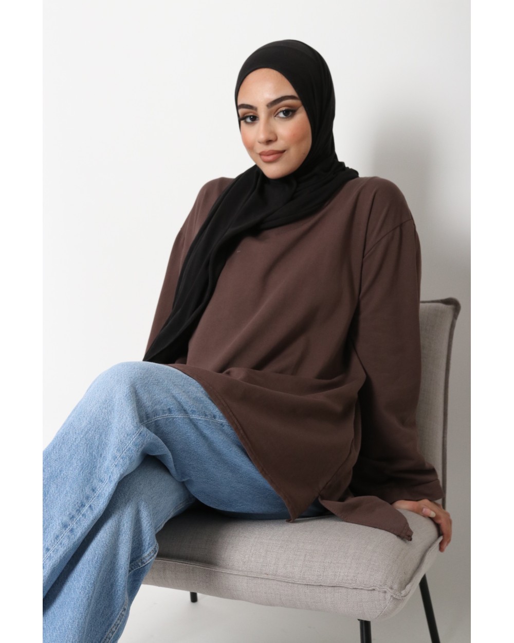 T-shirt long oversize coton