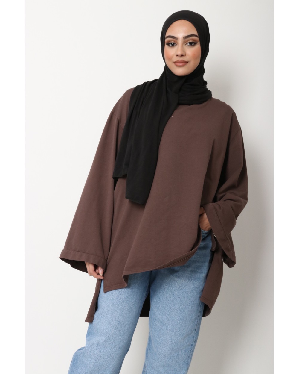 T-shirt long oversize coton