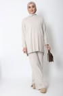 High-neck sweater and pants set