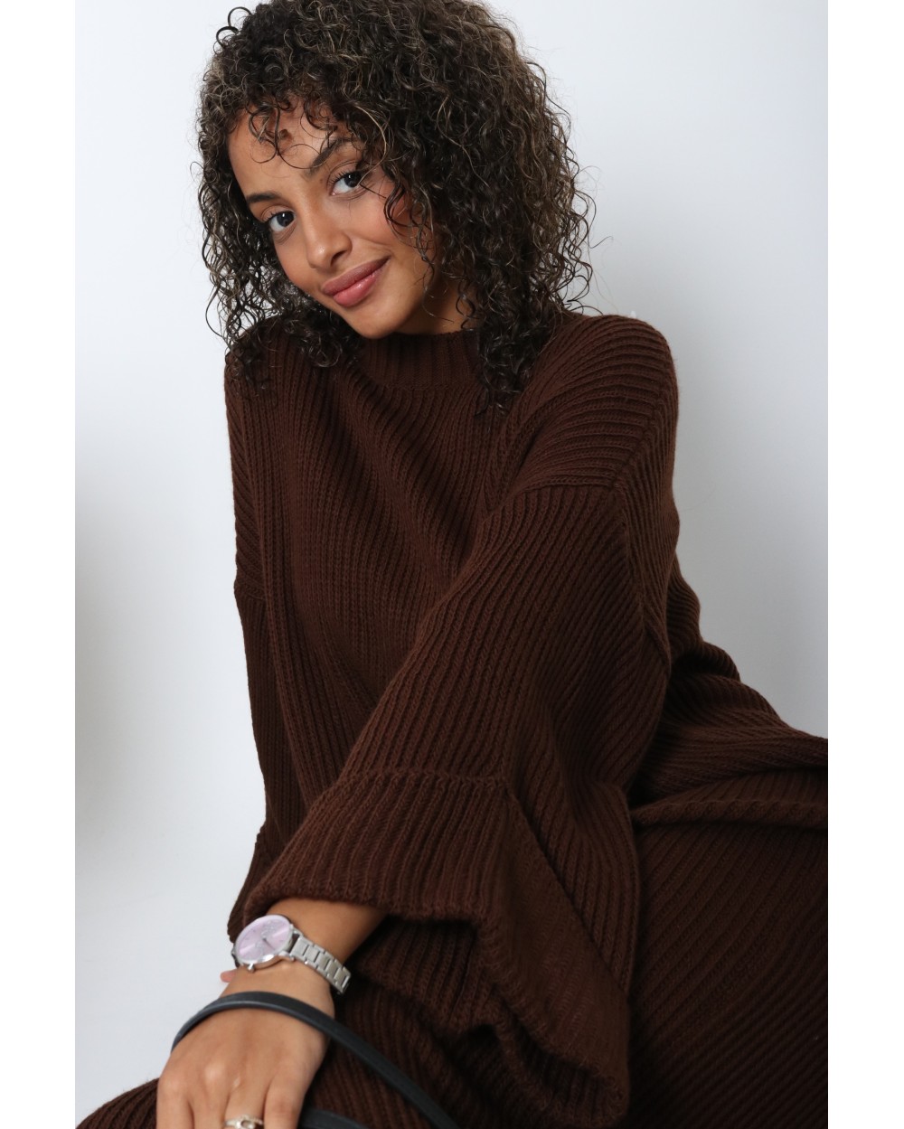 Robe pull manches revers