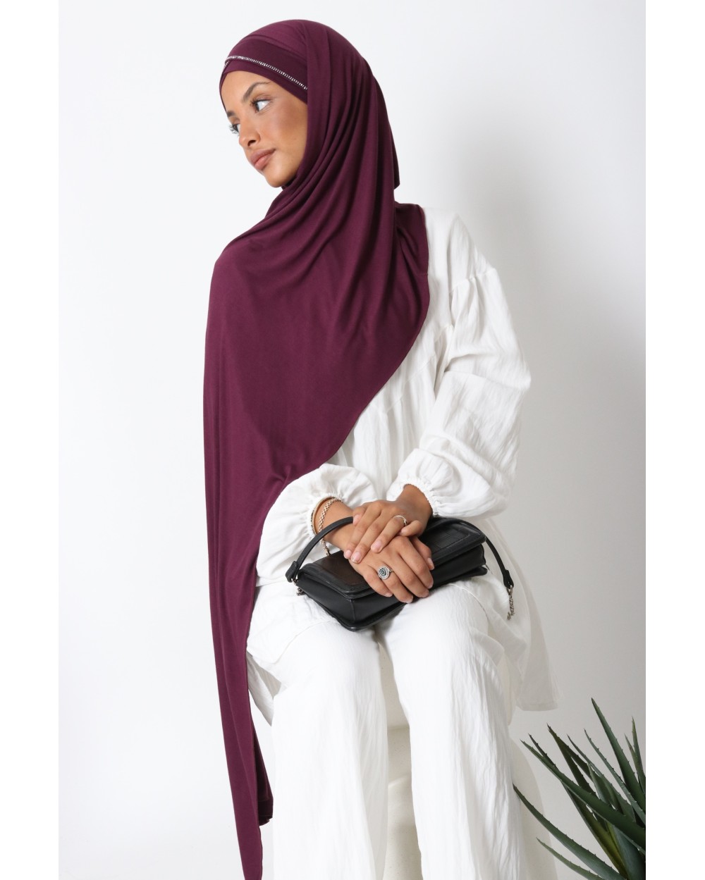 Hijab Jannah à enfiler jersey strass