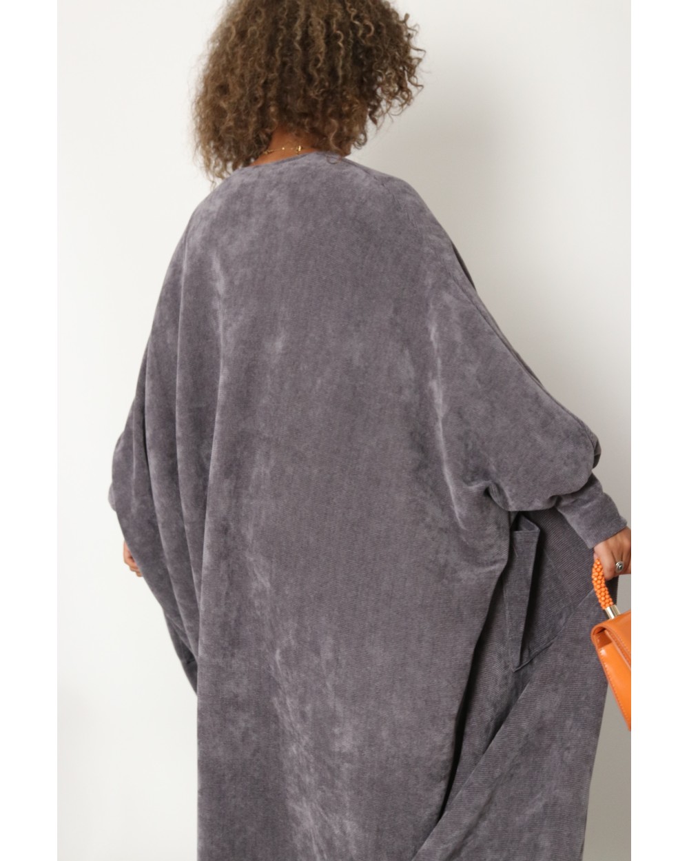 Oversized suede kimono