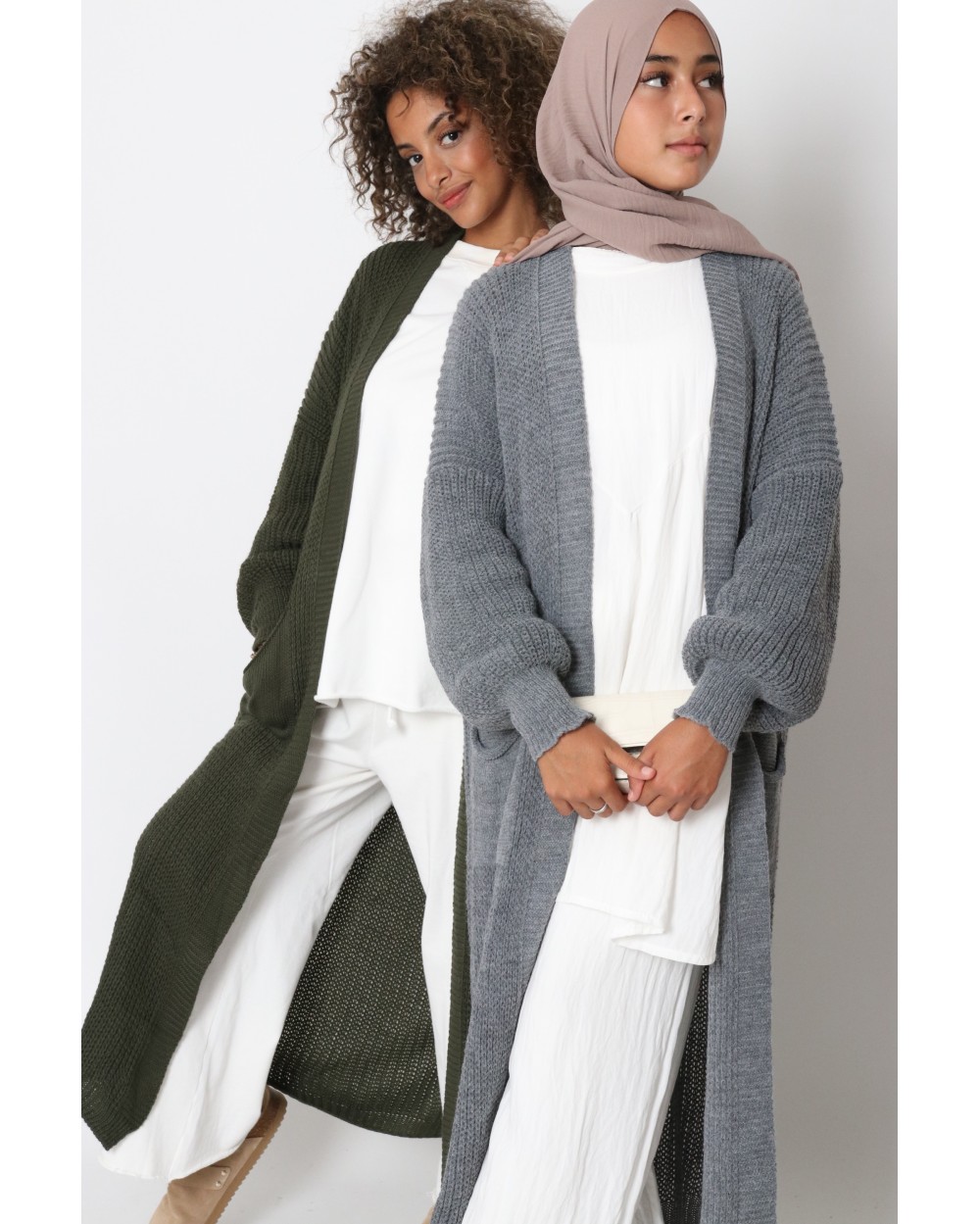 Gilet mi-long en maille