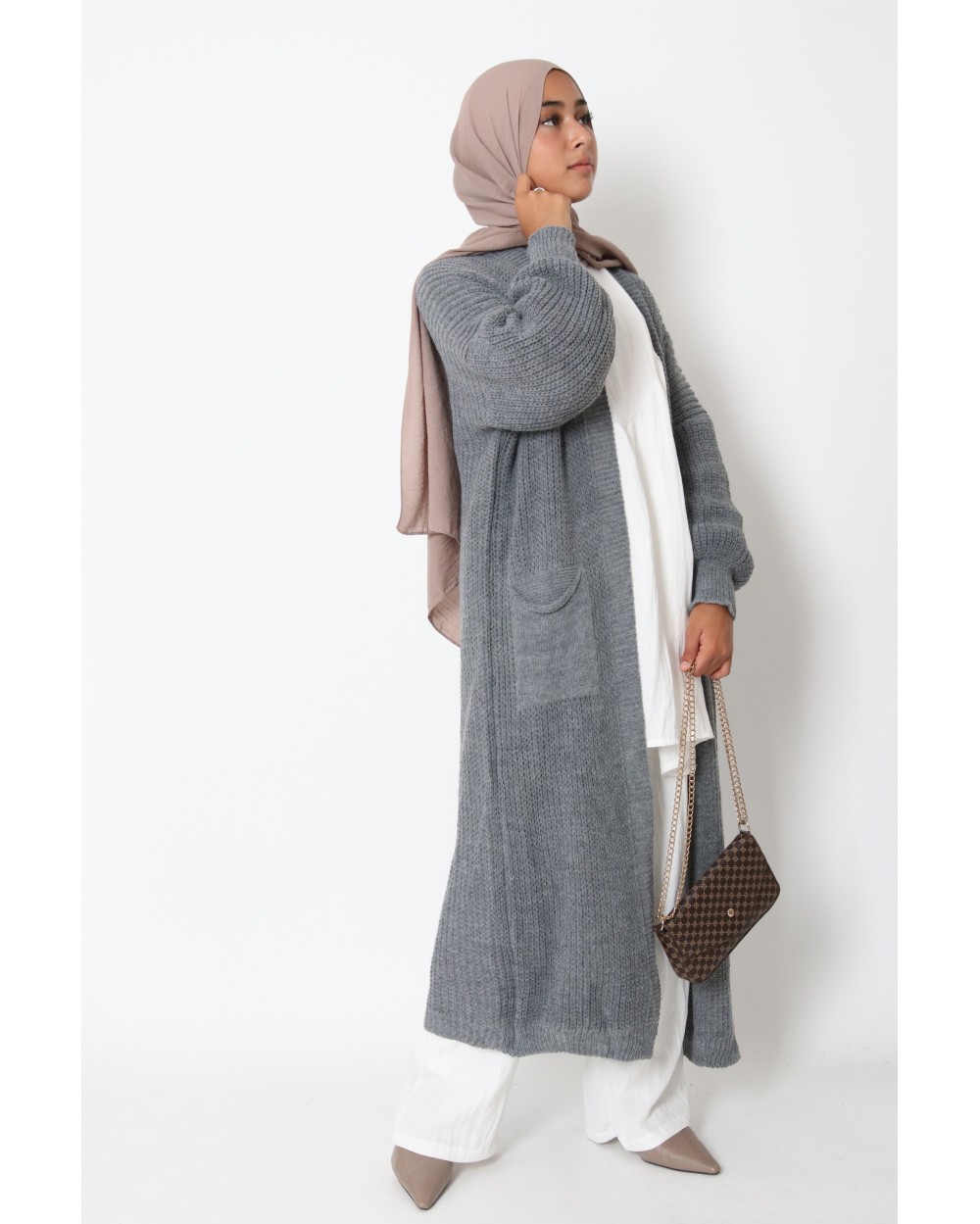 Gilet mi-long en maille