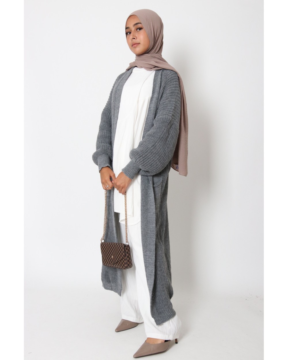 Gilet mi-long en maille