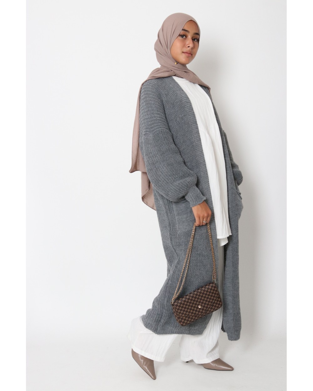 Gilet mi-long en maille