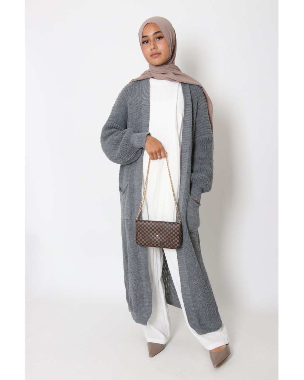 Gilet mi-long en maille