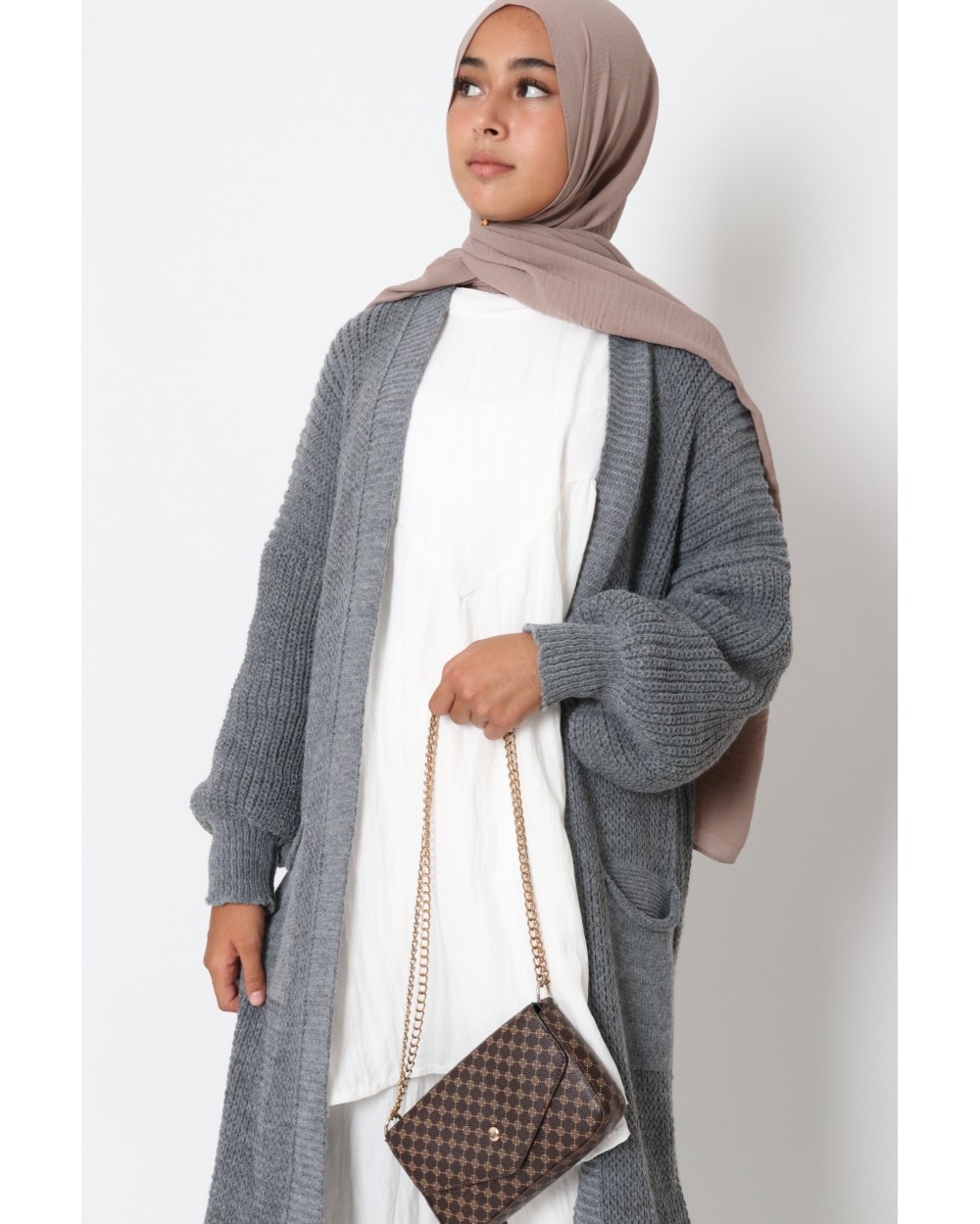 Gilet mi-long en maille