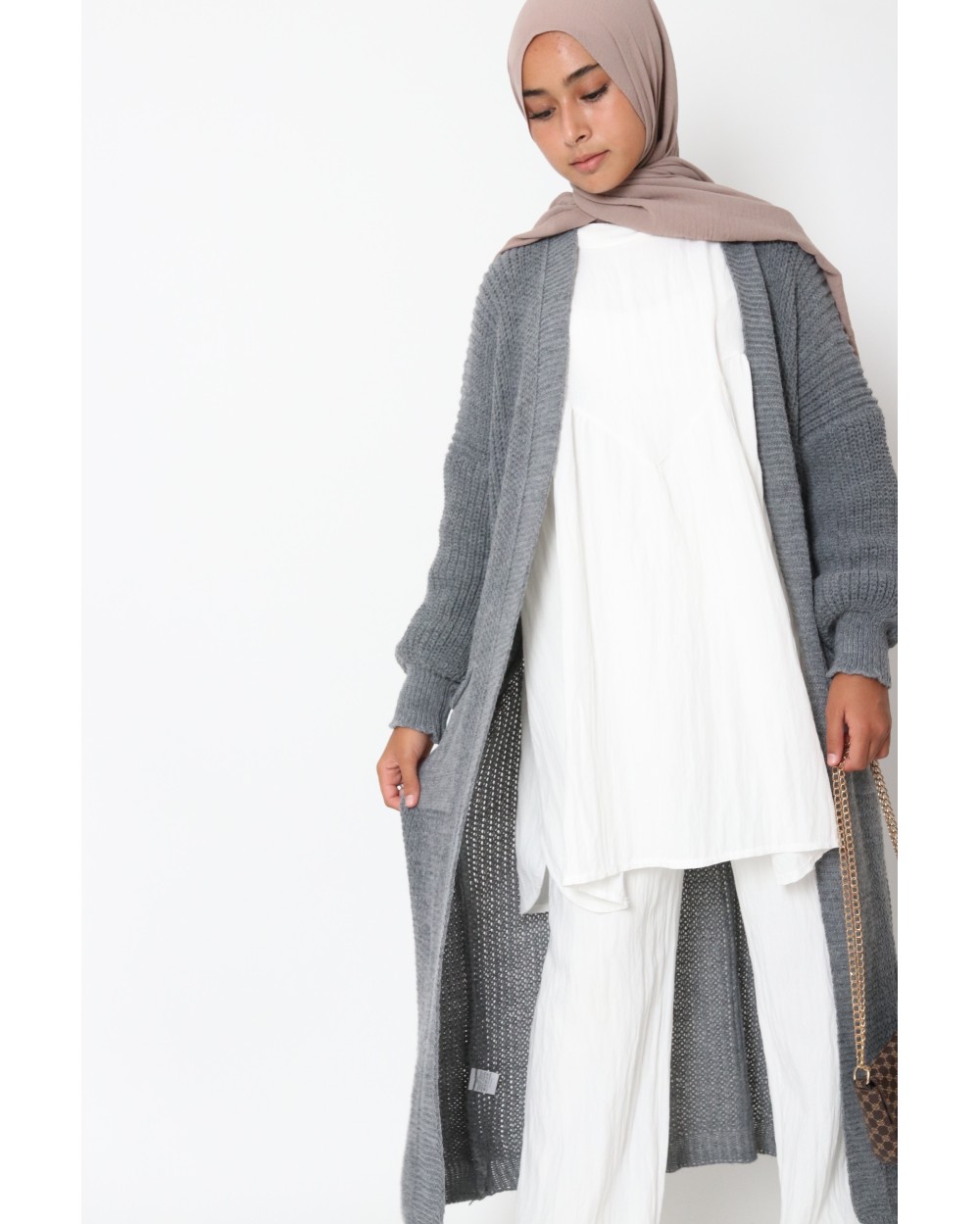 Gilet mi-long en maille