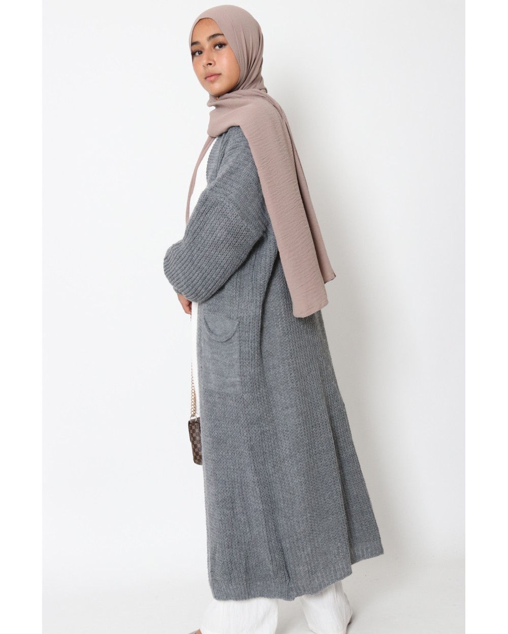 Gilet mi-long en maille