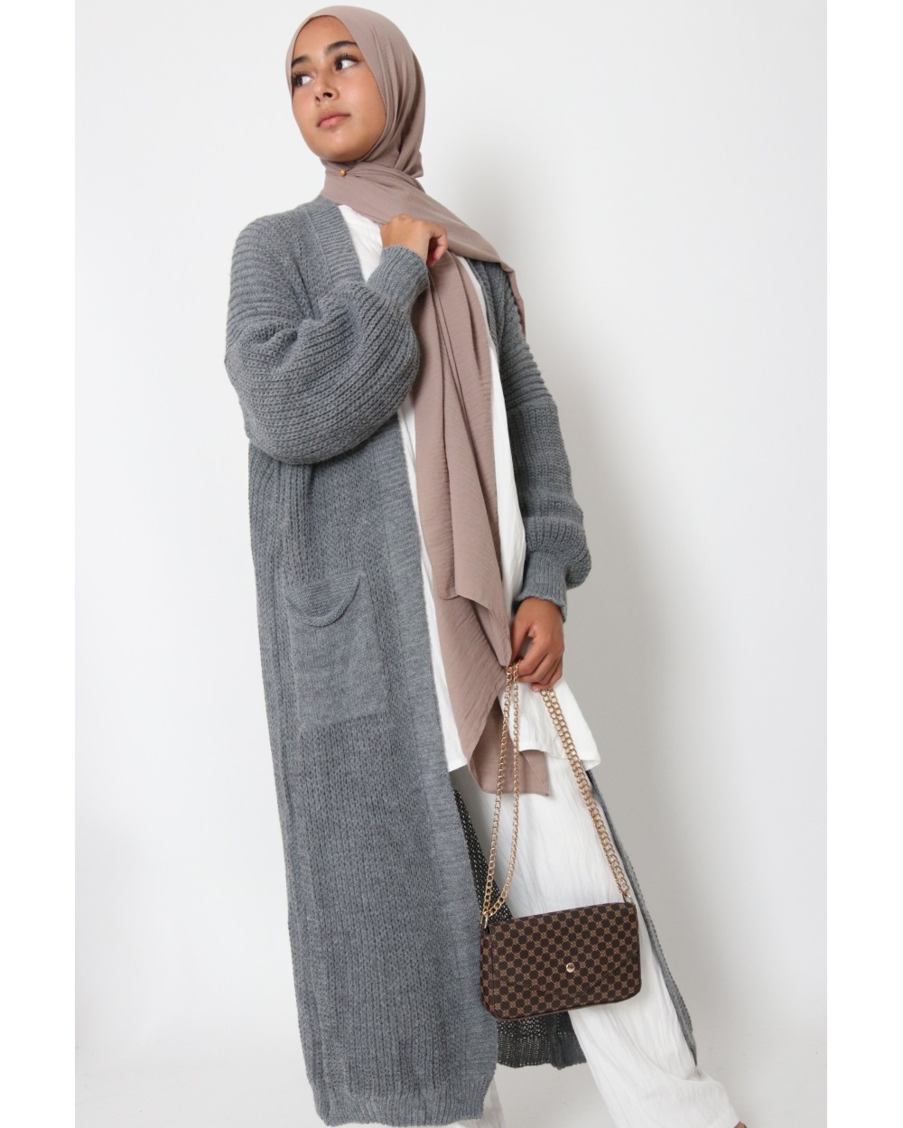 Gilet mi-long en maille