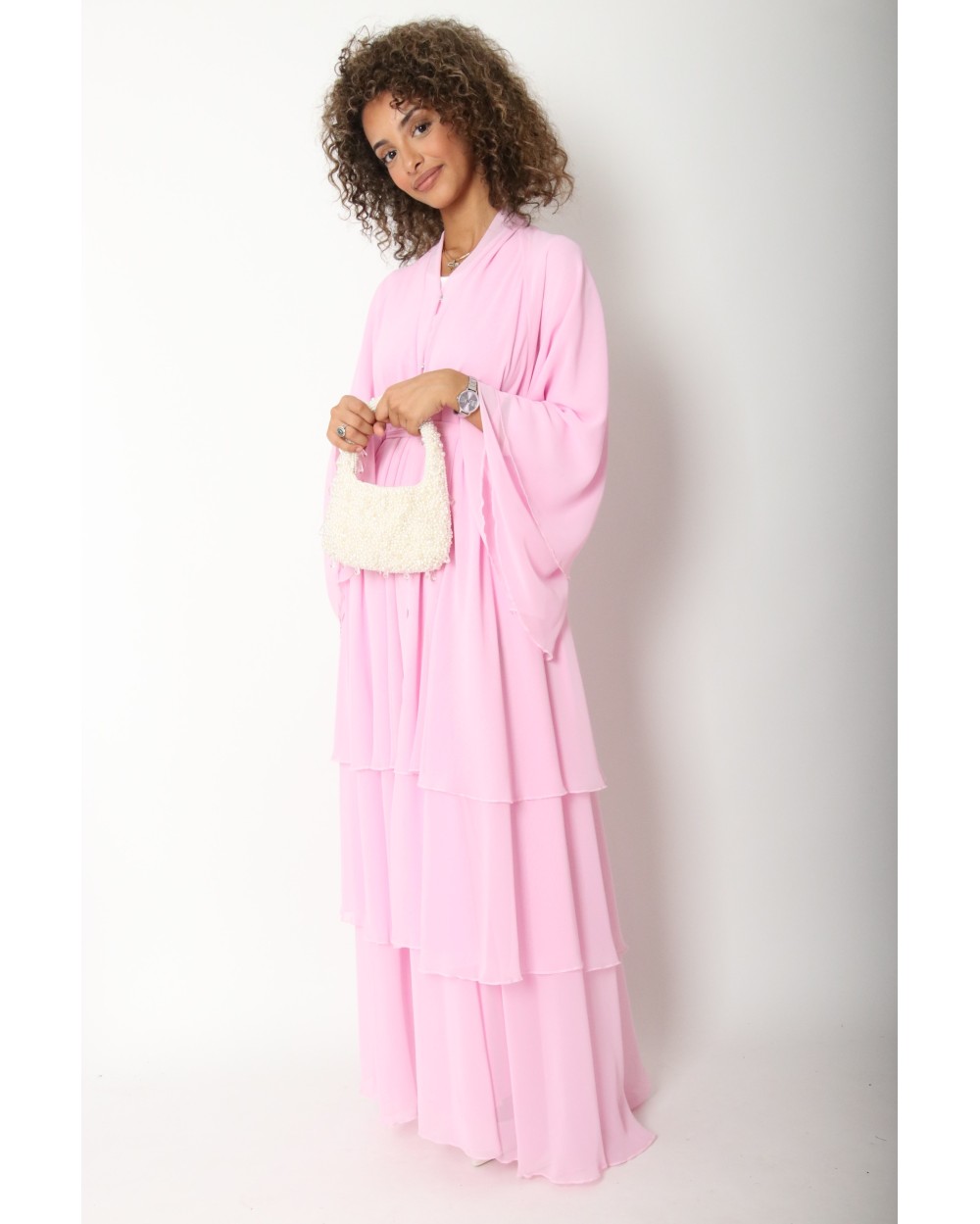 Chiffon Ruffle Kimono Abaya