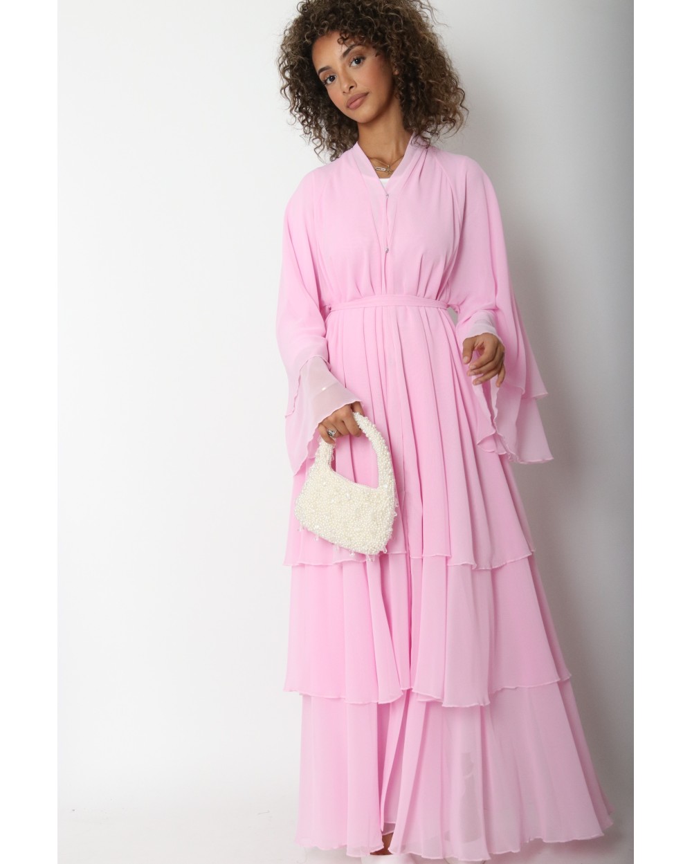 Chiffon Ruffle Kimono Abaya