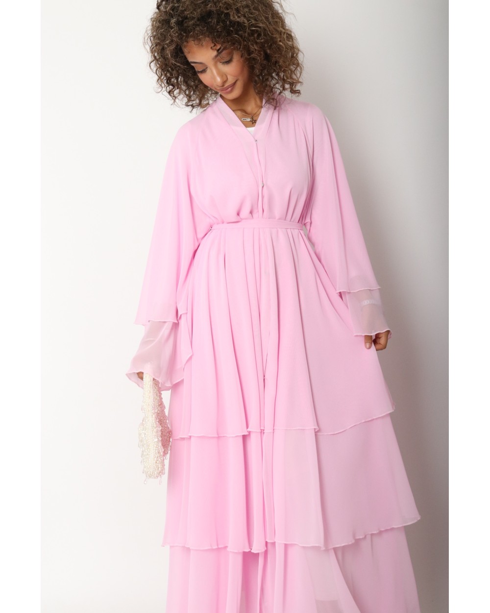 Chiffon Ruffle Kimono Abaya