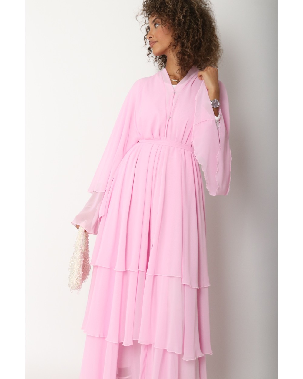 Chiffon Ruffle Kimono Abaya