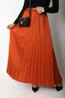Long satin pleated skirt