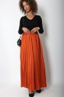 Long satin pleated skirt