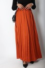 Long satin pleated skirt