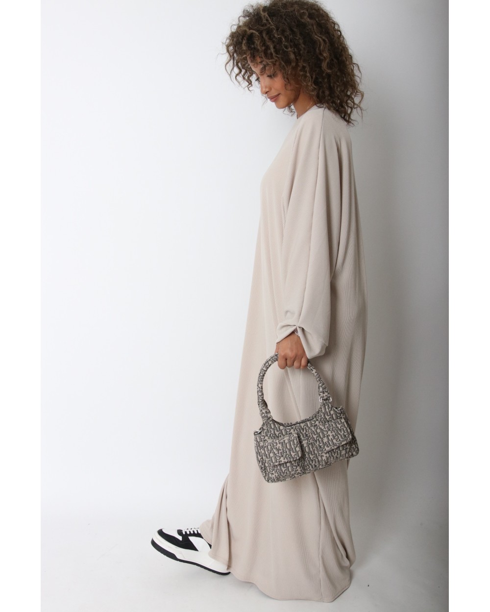 Robe longue côtelée