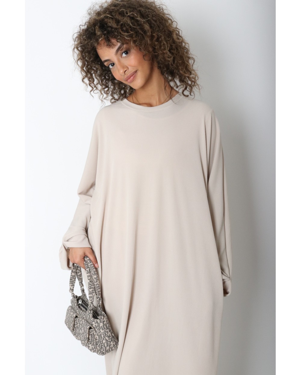 Robe longue côtelée