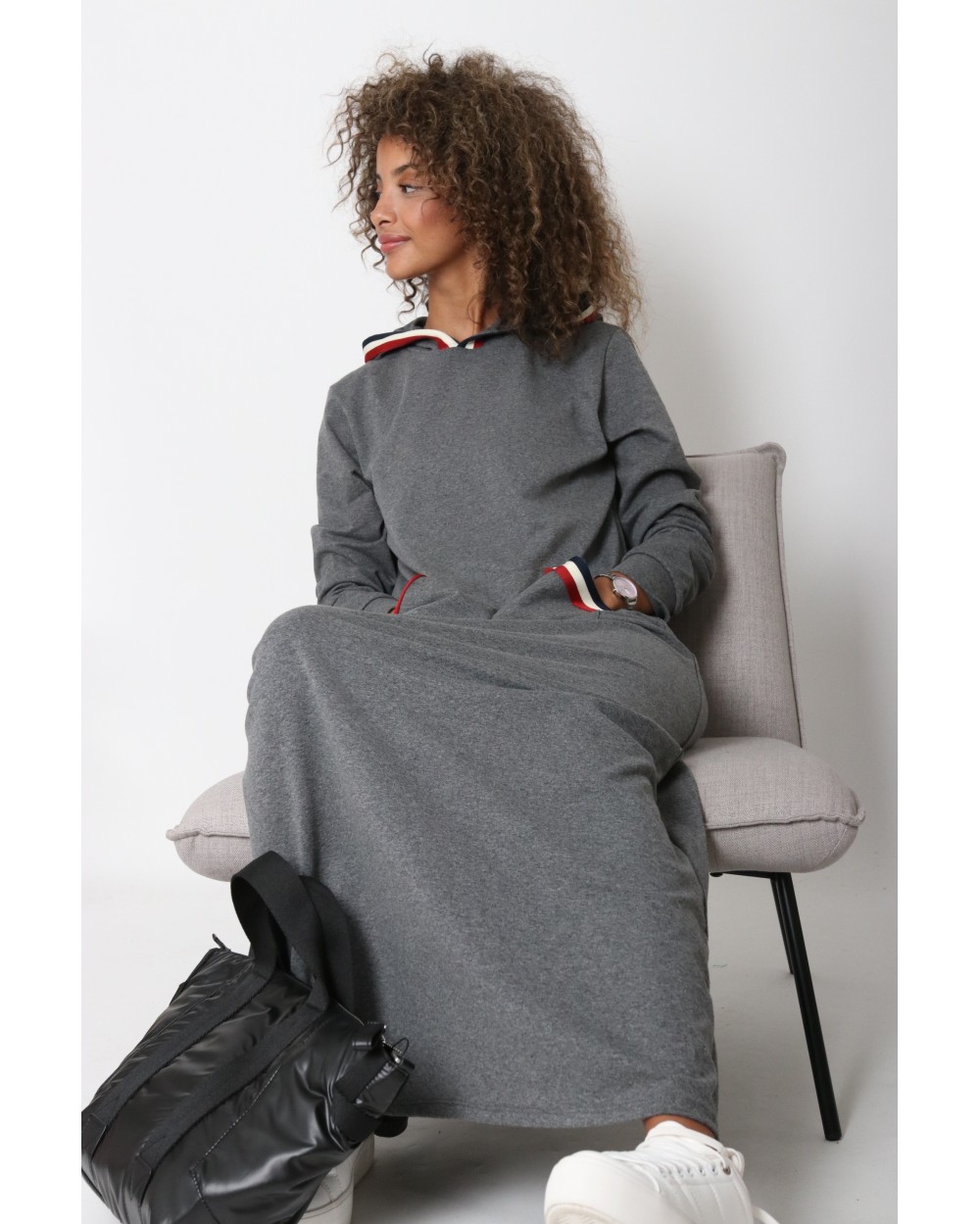 Danya sport long dress with hood and color stripes
