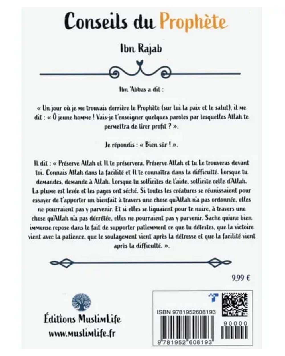 Advice from the Prophet - Ibn Rajab - Editions Muslimlife