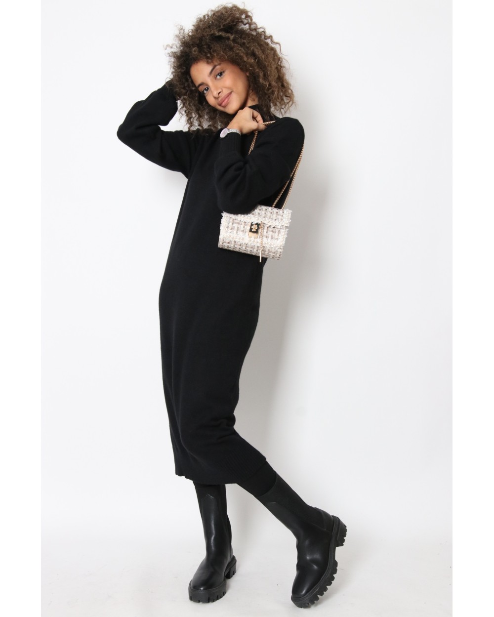 Paolita mid-length sweater with stand-up collar