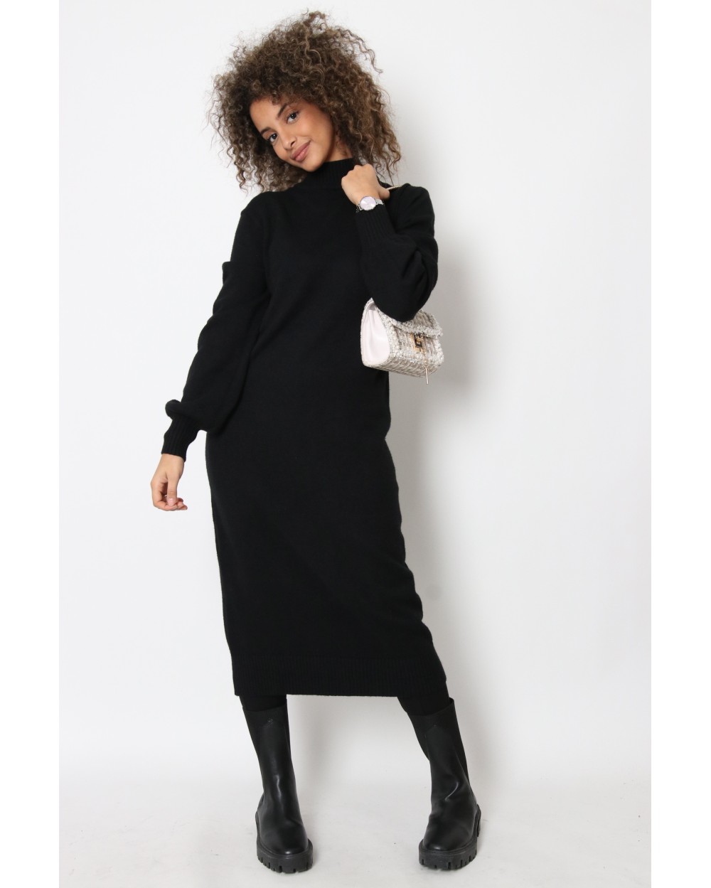 Paolita mid-length sweater with stand-up collar