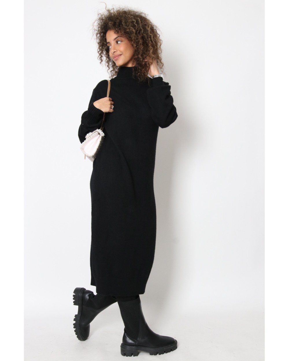 Paolita mid-length sweater with stand-up collar