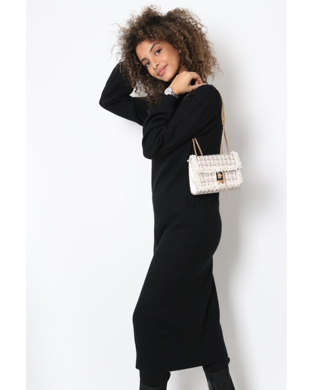 Paolita mid-length sweater with stand-up collar