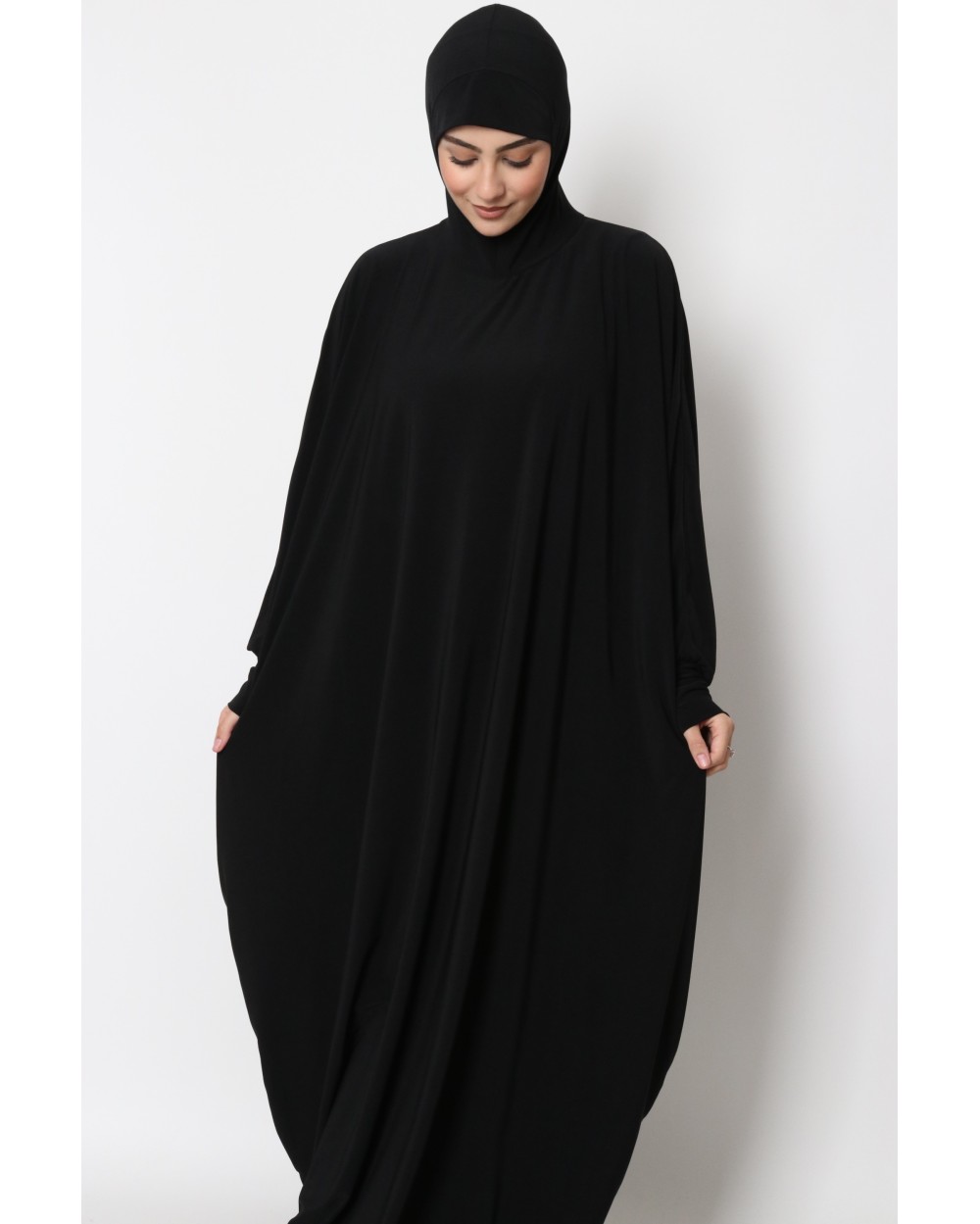 Integrated hooded butterfly abaya